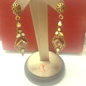 Vintage Enamel and Stone Costume Earrings